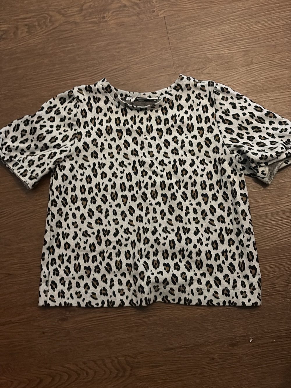 LOFT White Leopard Print Short Sleeve Top